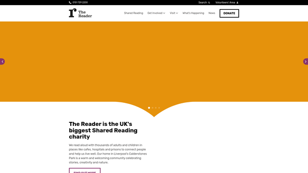 Screenshot of the The Reader Organisation website