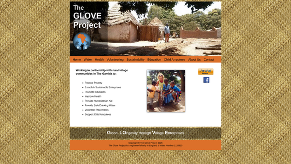 Screenshot of the Global Longevity Through Village Enterprises (United Kingdom) website