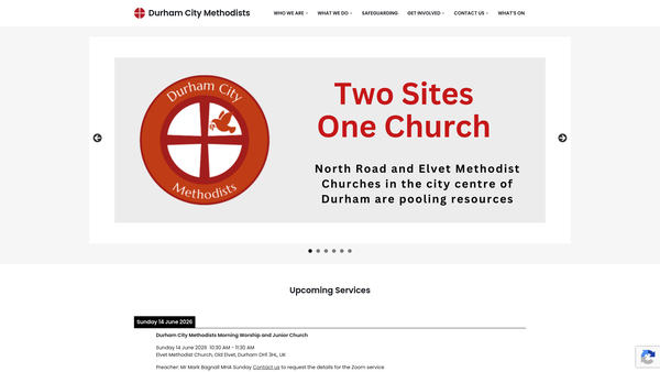 Screenshot of the Durham City Methodists website
