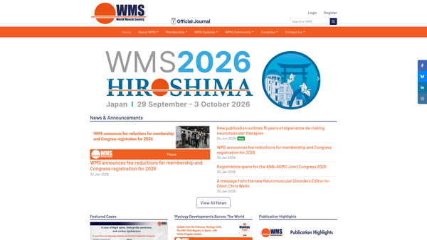 Screenshot of the World Muscle Society website