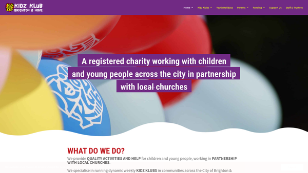 Screenshot of the Kidz Klub Brighton & Hove website