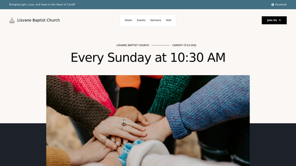 Screenshot of the Lisvane Baptist Church website