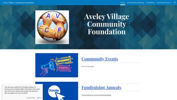Screenshot of the Aveley Village Community Forum Ltd website