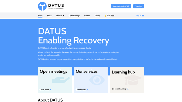 Screenshot of the Datus Enabling Recovery website