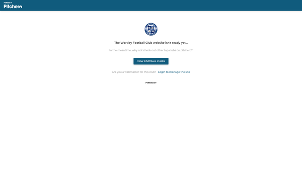 Screenshot of the Wortley Football Club website