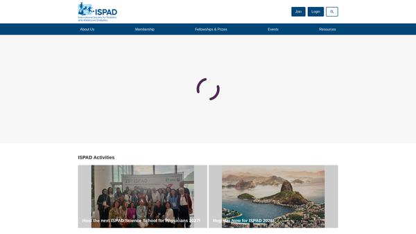 Screenshot of the The International Society For Pediatric And Adolescent Diabetes website