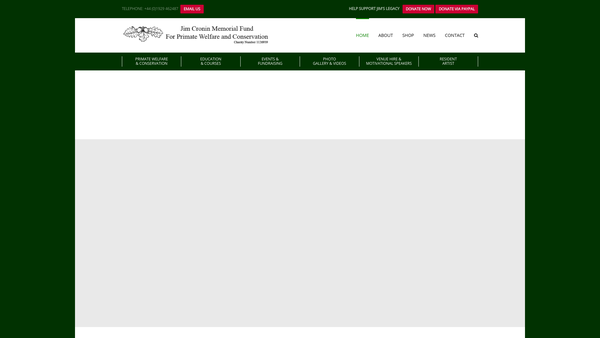 Screenshot of the The Jim Cronin Memorial Fund For Primate Welfare And Conservation website