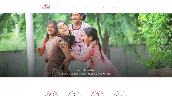 Screenshot of the Friends Of Aarti Home website