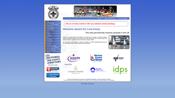 Screenshot of the Dockland Scout Project website