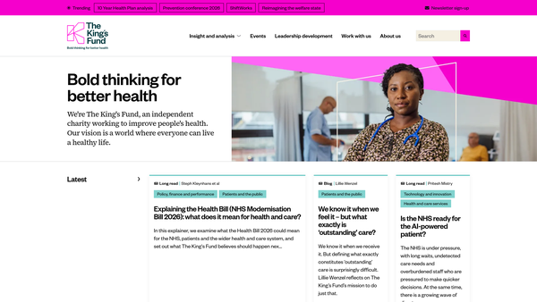 Screenshot of the The King's Fund website