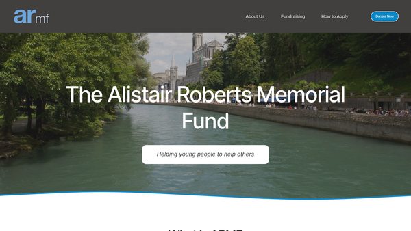 Screenshot of the Alistair Roberts Memorial Fund website