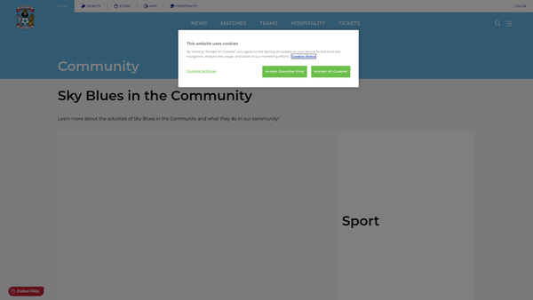 Screenshot of the Sky Blues In The Community website