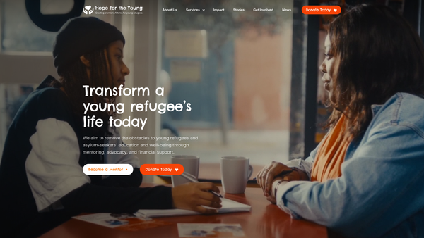 Screenshot of the Hope For The Young Limited website