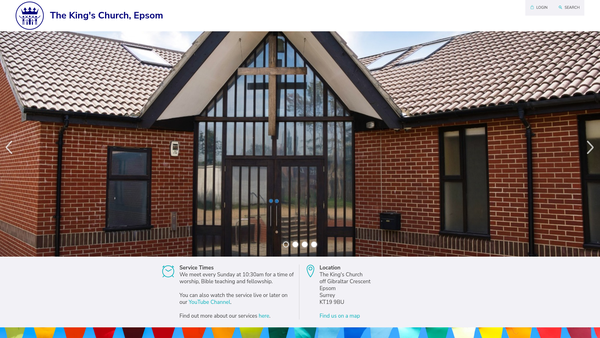 Screenshot of the The King's Church, Epsom website