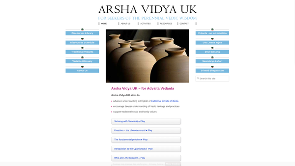 Screenshot of the Arsha Vidya Centre UK website