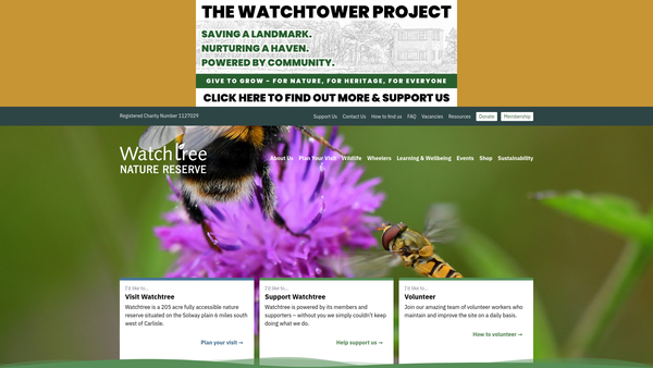 Screenshot of the Watchtree Nature Reserve Limited website