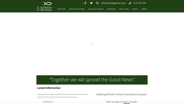 Screenshot of the The Parochial Church Council Of The Ecclesiastical Parish Of St Michael And All Angels, Cofton Hackett And St Andrew, Barnt Green website