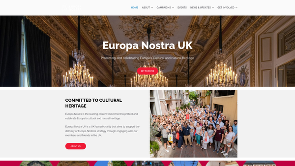 Screenshot of the Europa Nostra UK website