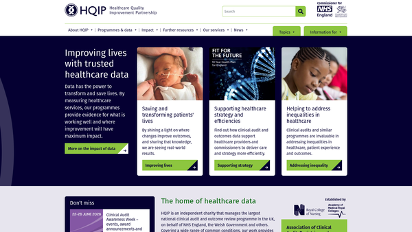 Screenshot of the Healthcare Quality Improvement Partnership website