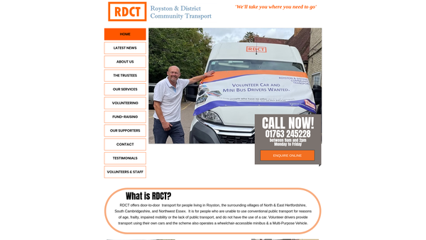 Screenshot of the Royston & District Community Transport website