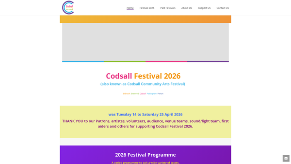 Screenshot of the Codsall Community Arts Festival Association website