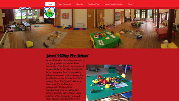 Screenshot of the Great Witley Pre-School website