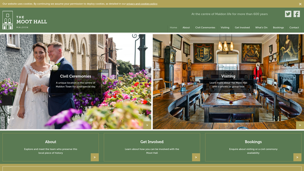 Screenshot of the Friends Of The Moot Hall Charitable Trust website