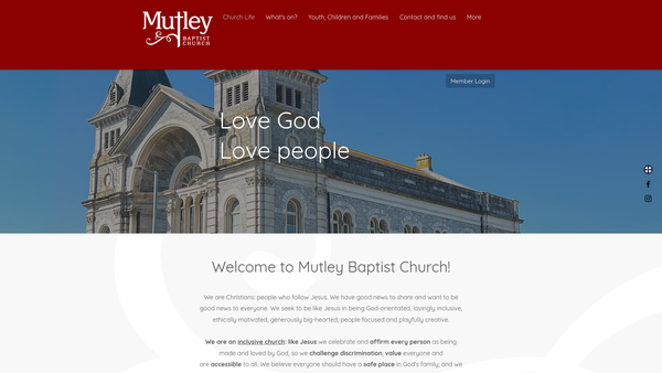Screenshot of the Mutley Baptist Church website