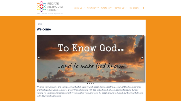 Screenshot of the Reigate Methodist Church website