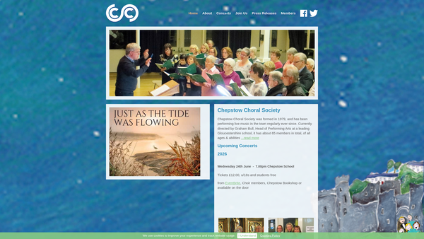 Screenshot of the Chepstow Choral Society website