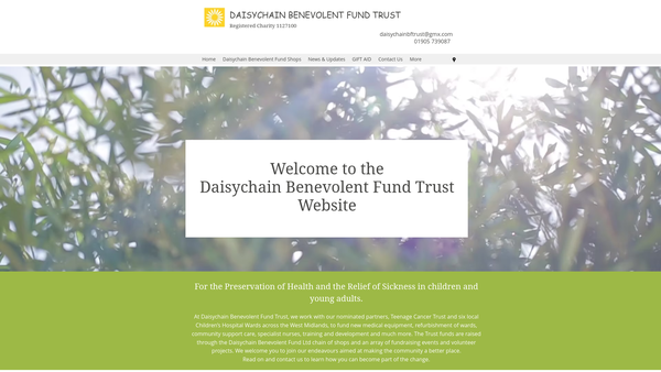 Screenshot of the Daisychain Benevolent Fund Trust website