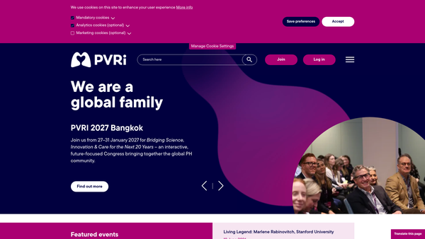 Screenshot of the Pulmonary Vascular Research Institute website