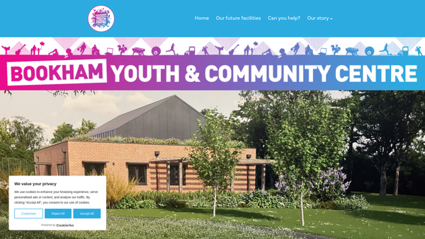 Screenshot of the Bookham Youth And Community Association Limited website