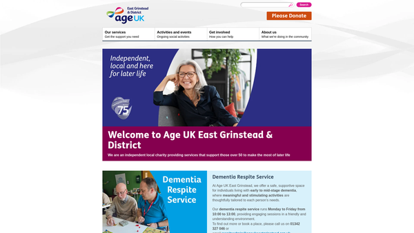 Screenshot of the Age UK East Grinstead & District website