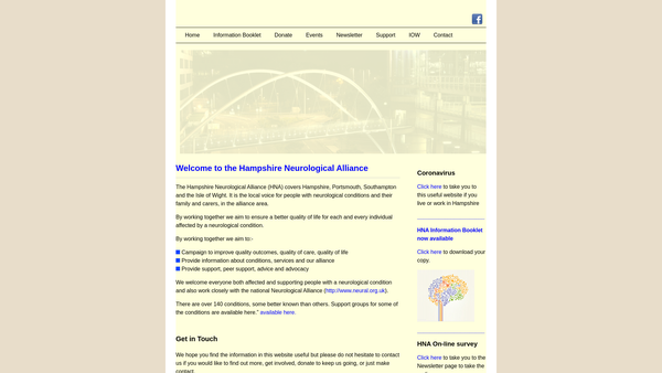 Screenshot of the Hampshire Neurological Alliance website