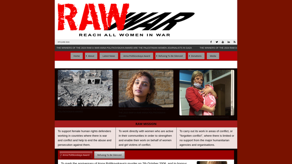 Screenshot of the Raw For Women And Girl Survivors Of War website