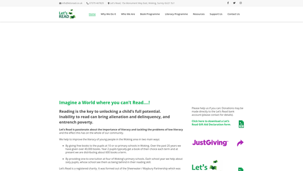 Screenshot of the Lets Read website