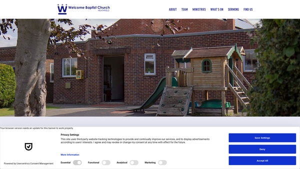 Screenshot of the Welcome Baptist Church website