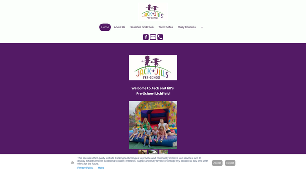 Screenshot of the Jack & Jill's Pre-School (Lichfield) website