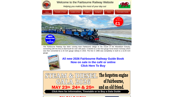 Screenshot of the The North Wales Coast Light Railway Limited website