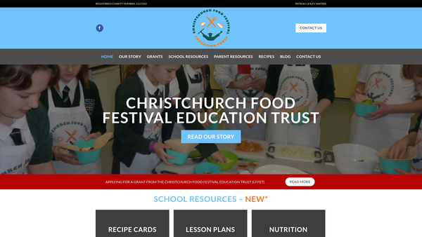 Screenshot of the Christchurch Food Festival Education Trust website