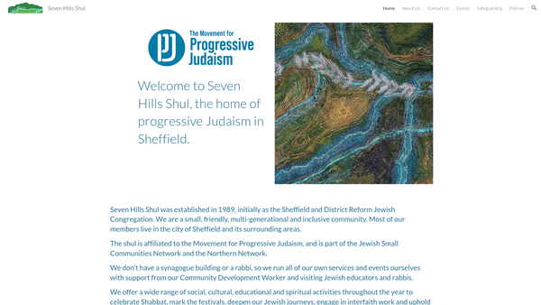 Screenshot of the Sheffield And District Reform Jewish Congregation website