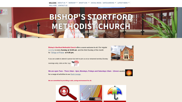 Screenshot of the Bishop's Stortford Methodist Church website