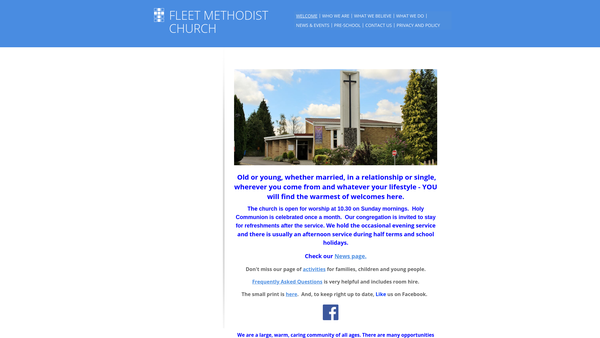 Screenshot of the Fleet Methodist Church website