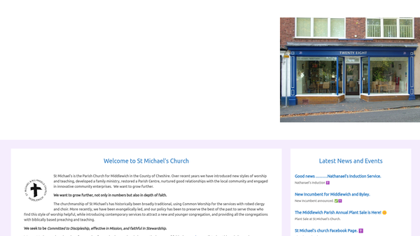 Screenshot of the The Parochial Church Council Of The Ecclesiastical Parish Of St Michael And All Angels, Middlewich website