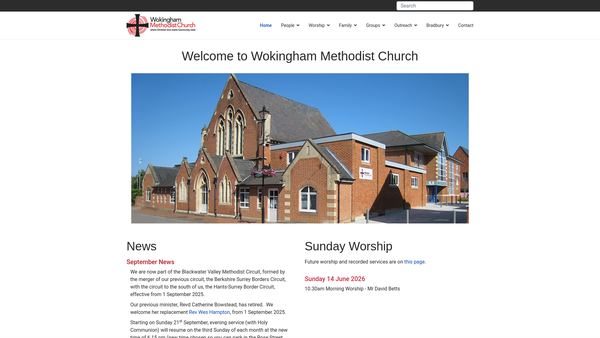 Screenshot of the Wokingham Methodist Church website