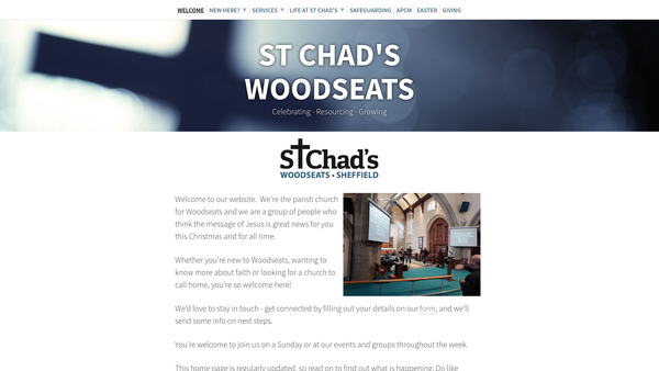 Screenshot of the The Parochial Church Council For The Ecclesiastical Parish Of St Chad, Norton Woodseats website