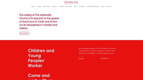 Screenshot of the Notting Hill Methodist Church website
