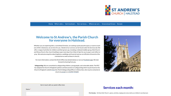 Screenshot of the The Parochial Church Council Of The Ecclesiastical Parish Of St Andrew With Holy Trinty Halstead website