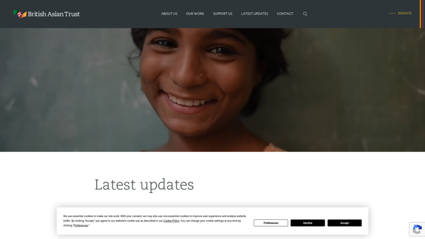 Screenshot of the The British Asian Trust website